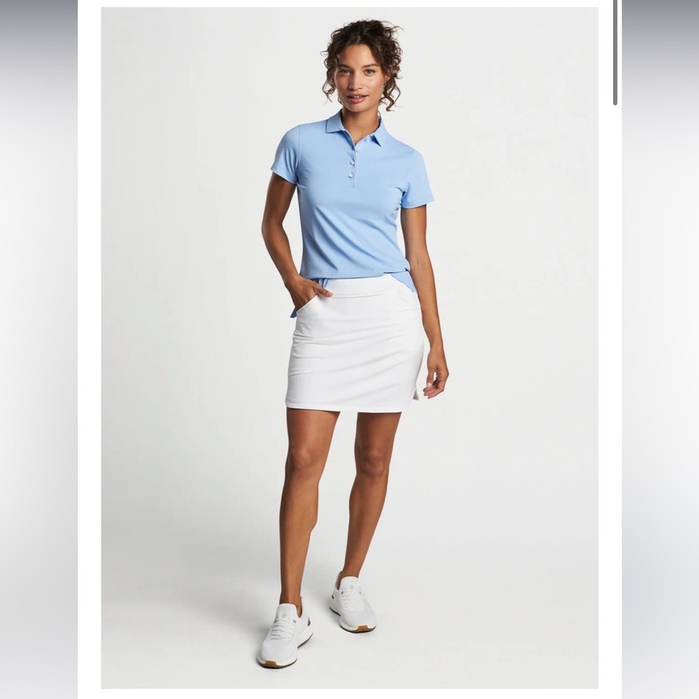 Peter Millar Women’s Short Sleeve 4 Button Polo stripped Blue White M